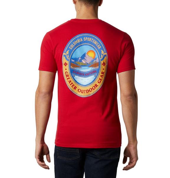 Columbia PFG T-Shirt Red For Men's NZ47193 New Zealand